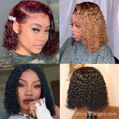 Wholesale hd transparent swiss ready to ship pixie braided curly 99j wigs human hair lace front vending machine lace front wigs